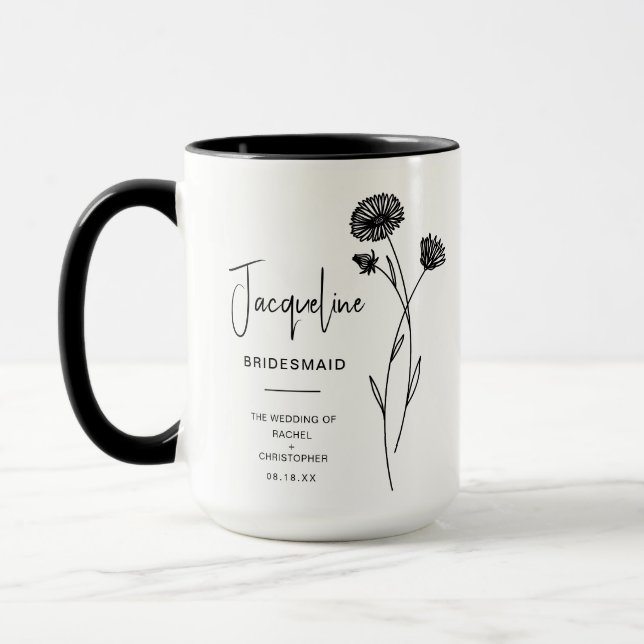 Caneca Bridesmaid | Aster Birth Flower (Esquerda)