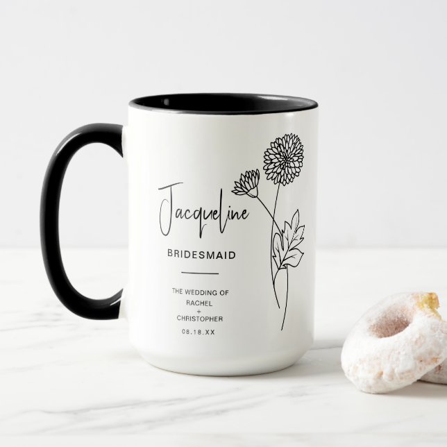 Caneca Bridesmaid | Flor de Nascimento do Chrysanthemum (Com Donut)