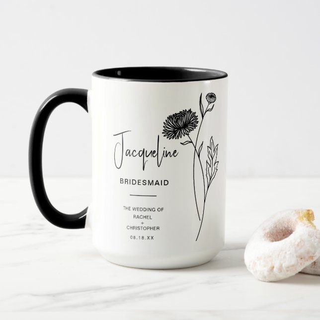 Caneca Bridesmaid | Flor de Nascimento do Chrysanthemum (Com Donut)