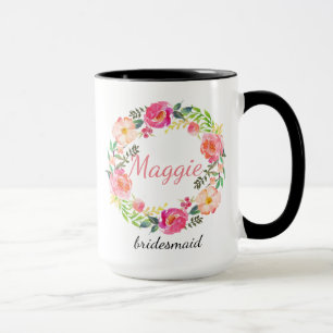 Caneca Bridesmaid Floral Personalizada