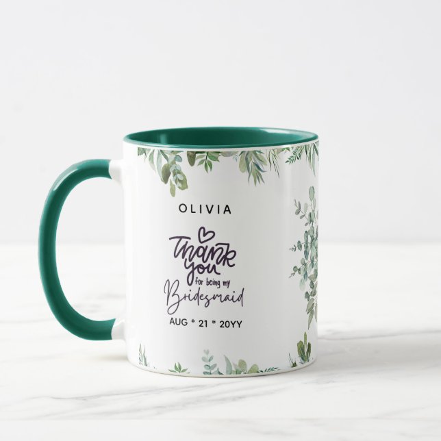 Caneca BRIDESMAID Greenerescência Personalizada Obrigado  (Esquerda)