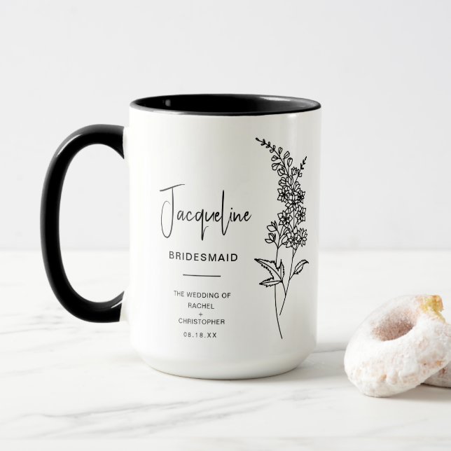 Caneca Bridesmaid | Larkspur Birth Flower (Com Donut)