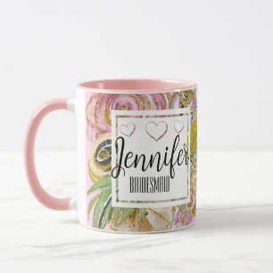 Caneca Bridesmaid - Rosa personalizado - Chic Floral Dour