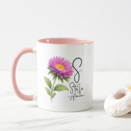 Caneca Bright Aster Monogram – September Birth Flower