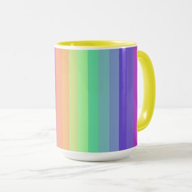 Caneca Bright Pastel Rainbow Stripe Mug (Frente Esquerda)