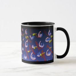 Caneca brilhante azul do camarão do mar do abstrato da