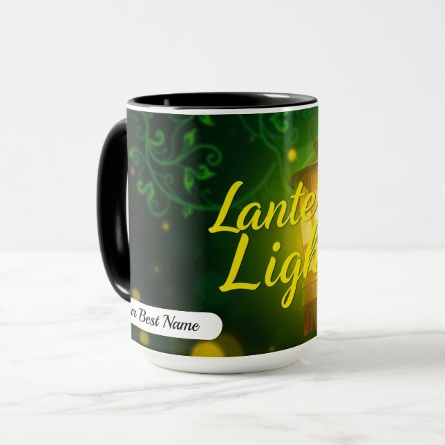 Caneca Brilho da Luz da Lanterna Personalizada (Frente Esquerda)
