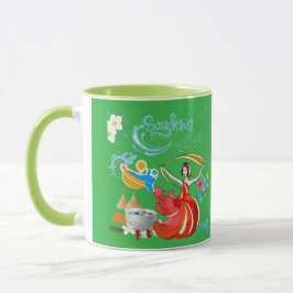 Caneca brilho do ano novo tailandês kelly green