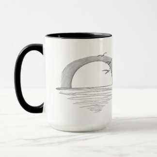 Caneca Brilho do sol se pondo na água com Pássaros
