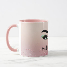 Caneca Brilho Lente Olhos Verdes Cor-de-Rosa