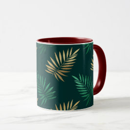 Caneca Brilho verde e Dourado nas folhas tropicais