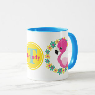 Caneca Brincadeira de praia de Flamingo rosa, adicione o