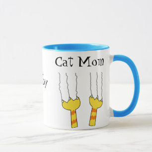 Caneca Brincalhão engraçado da mamã do gato dos riscos
