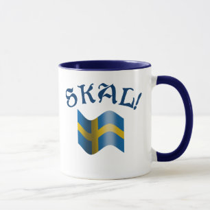Caneca Brinde sueco da bandeira de Skal da suecia