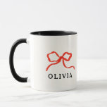 Caneca Brisa vermelha do arco elegante<br><div class="desc">Uma fita de arco vermelho tradicional e elegante,  simples,  escrita na tendência de Natal Feriado,  favorece a caneca de presente decor.</div>
