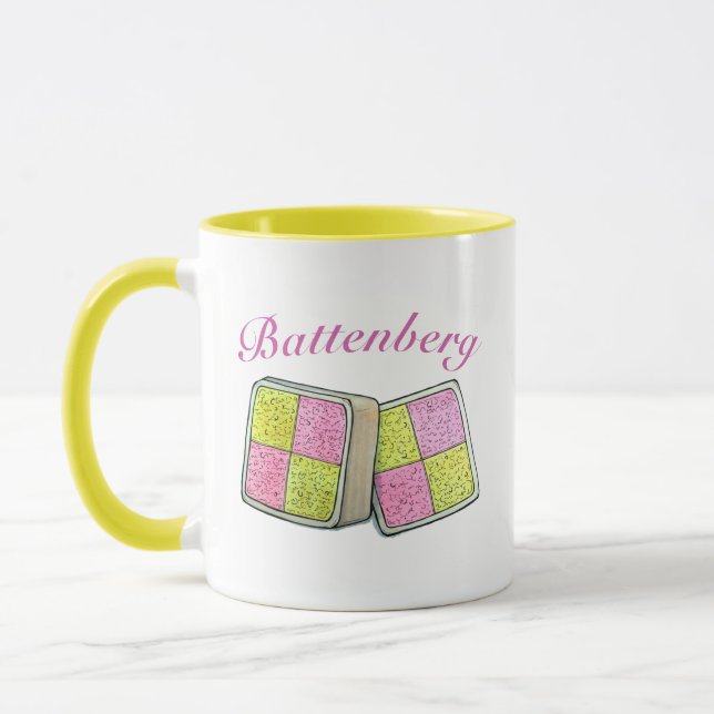 Caneca British Battenberg Marzipan Sponge Cake UK Comida (Esquerda)
