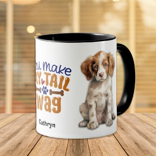 Caneca Brittany Puppy Cachorro Você Faz Minha Cauda