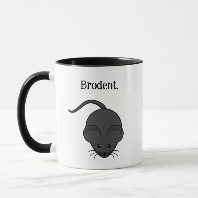 Caneca Brodent Bro Cartoon, Funny Gray Rat or Mouse Pun  (Esquerda)