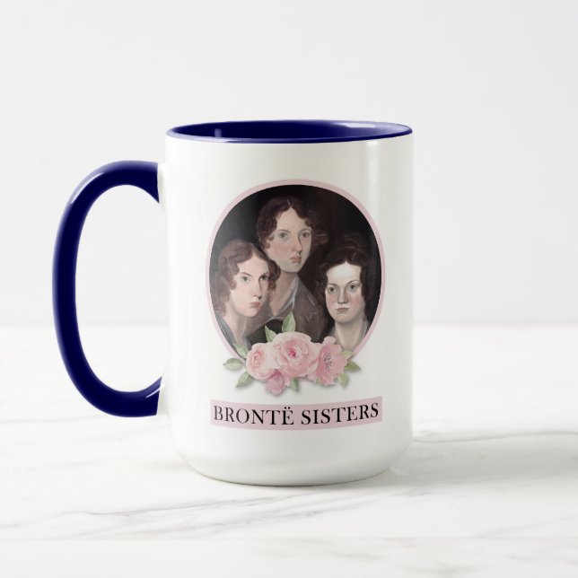 Caneca Bronte Sisters Retrato com Rosas Rosa (Esquerda)