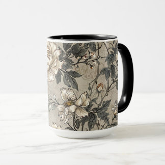 Caneca Brown and Gray Floral Design Mug
