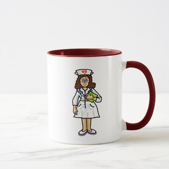 Caneca Brunette Female Enfermeira Mug, Adicione Nome! (Direita)