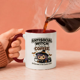 Caneca Bruxa Antissocial Alimentada Por Café Funny Hallow