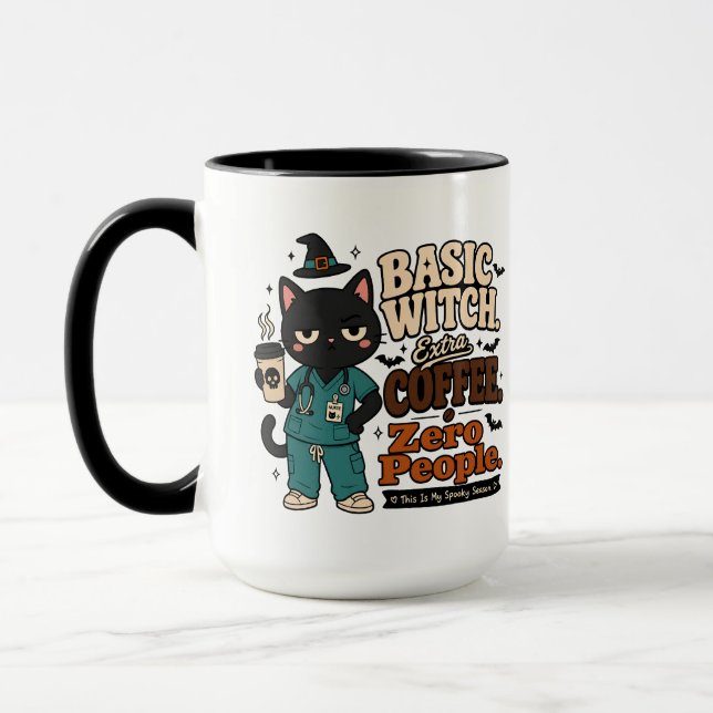 Caneca Bruxa Básica Café Extra Zero Pessoas Preto Grande (Esquerda)