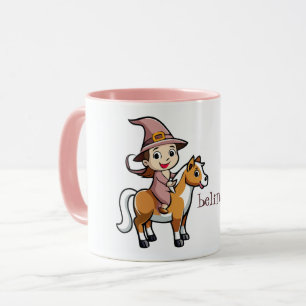 Caneca Bruxa Bonita Andando um Cavalo