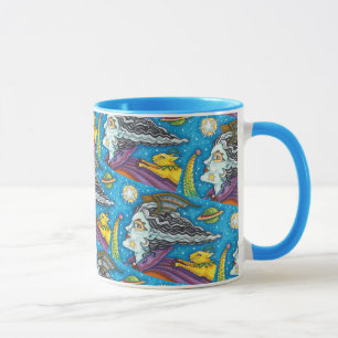 CANECA BRUXA DE ESPAÇO DE FICÇÃO CIENTÍFICA & GATO COMETA