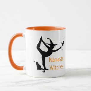 Caneca Bruxa de Halloween Namaste Bruxas Preto Laranja En