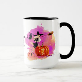 Caneca Bruxa de Halloween Sassy com Gato