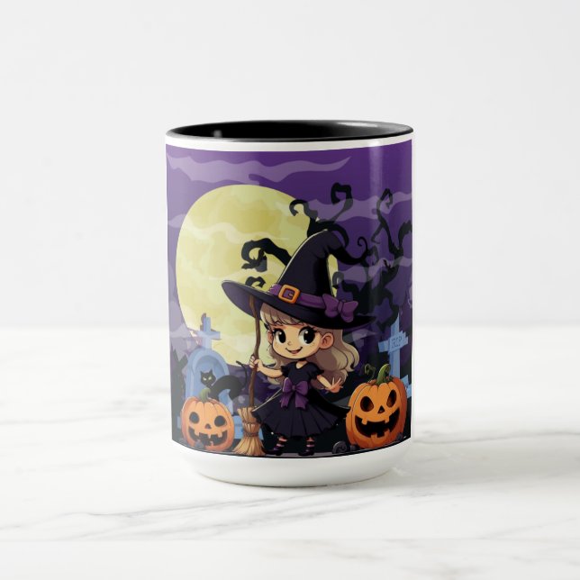Caneca Bruxa do Halloween do Anime Bonito (Centro)