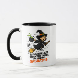 Caneca Bruxa engraçada com TDAH atrasada no Halloween