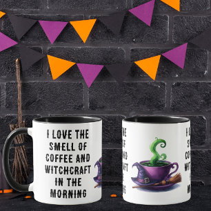Caneca Bruxa Engraçada Tema Roxo Verde e Preto Halloween