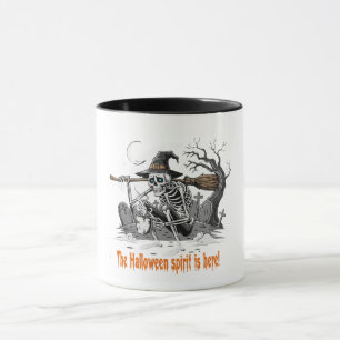 Caneca Bruxa Esqueleto Engraçada Bebendo Café   Salão Ass