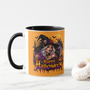 Caneca Bruxa Gótica Feliz Halloween
