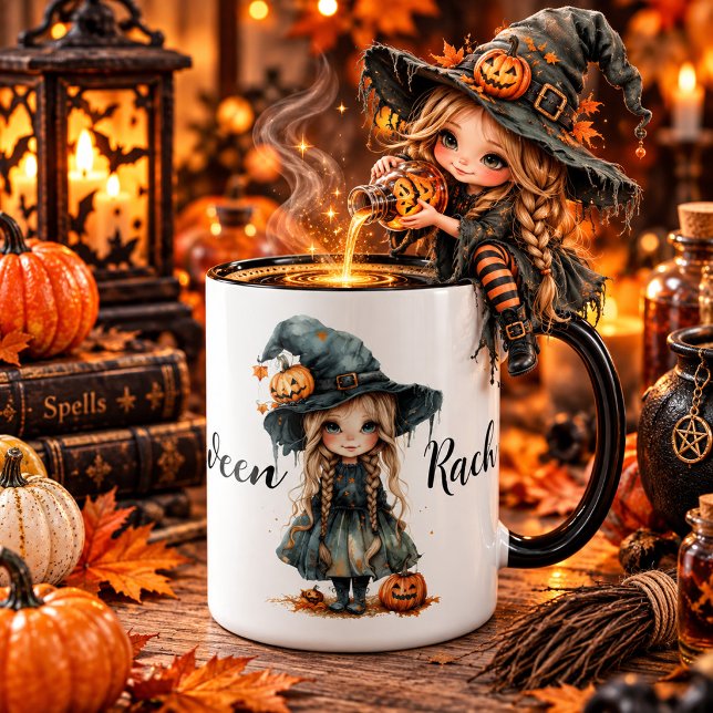 Caneca Bruxa Infantil de Halloween Fofa (Criador carregado)