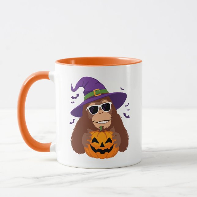 Caneca Bruxa Pé-Grande com Abóbora de Halloween (Esquerda)