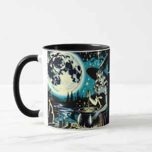 Caneca Bruxa Personalizada e Gato Preto no Halloween