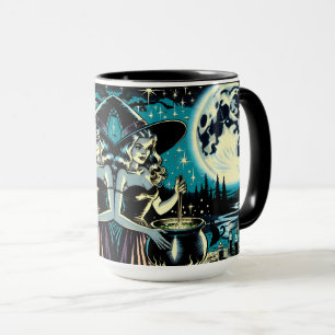 Caneca Bruxa Personalizada e Gato Preto no Halloween