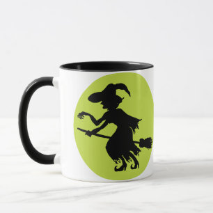 Caneca Bruxa Retrora na Silhueta de Broom