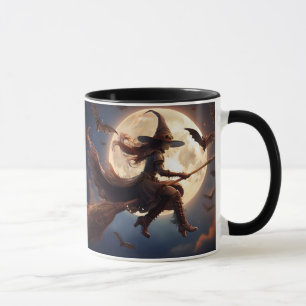 Caneca Bruxa Steampunk do Dia das Bruxas Voo ao Luar