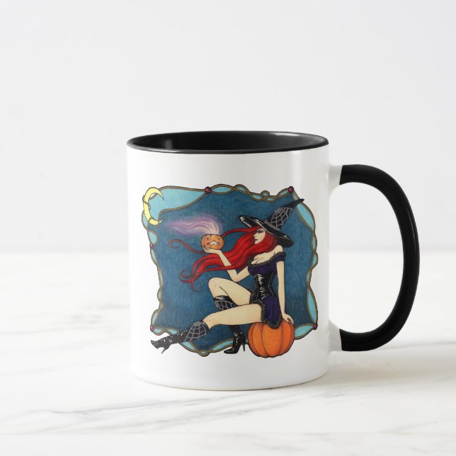 Caneca bruxa Vermelho-de cabelo o Dia das Bruxas (Direita)