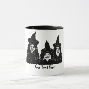 Caneca bruxas pretas engraçadas assustadoras do halloween