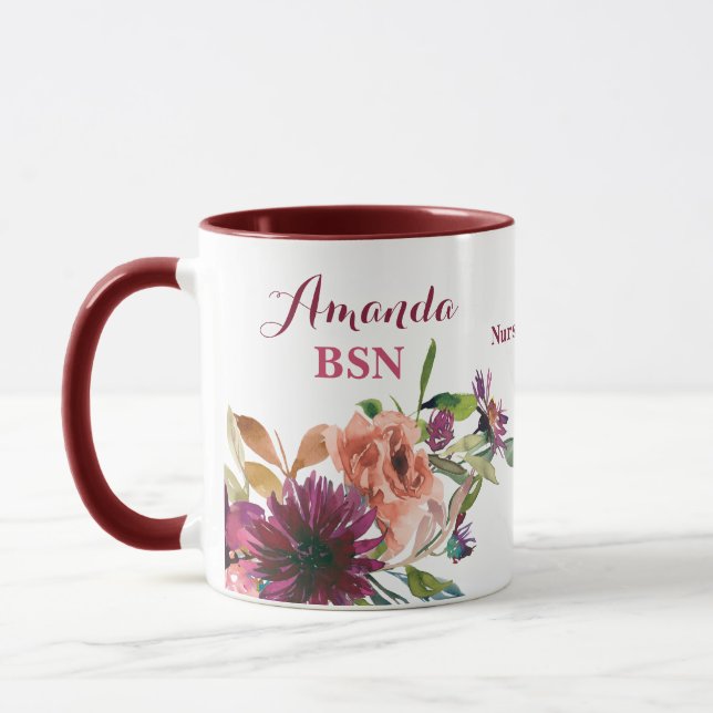 Caneca BSN Flores Selvagens Que Enfermam Graduação Escola (Esquerda)