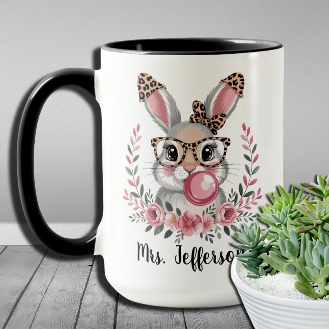 Caneca Bublegum rosa rosado da Páscoa Páscoa Personalizad (Criador carregado)