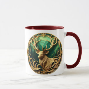 Caneca Buck majestoso jorrando em uma floresta serena