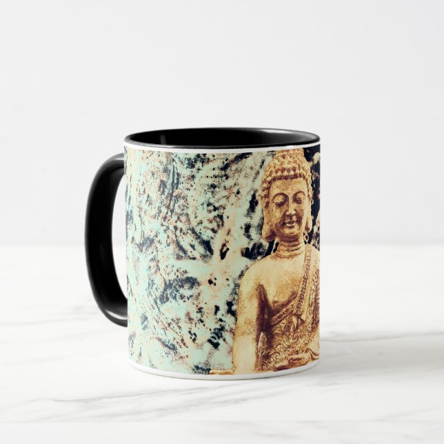 Caneca Buda Sentado na Terra Elegante Zen Iluminação (Frente Esquerda)