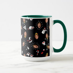 Caneca Buddy o Elfo Padrão Doodle Preto