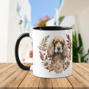 Caneca Buff American Cocker Spaniel Dog Autumn Wreath